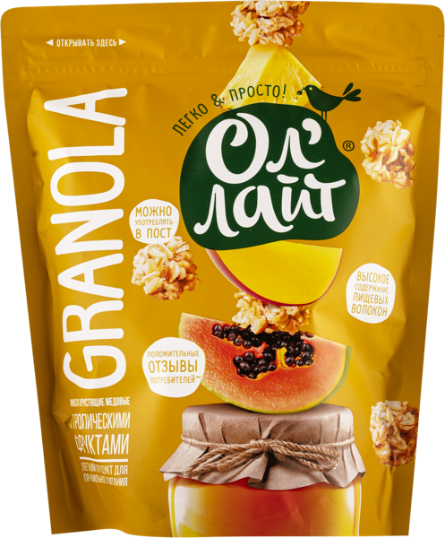 Мюсли Ол Лайт тропические фрукты НоваПродукт м/у, 280 г