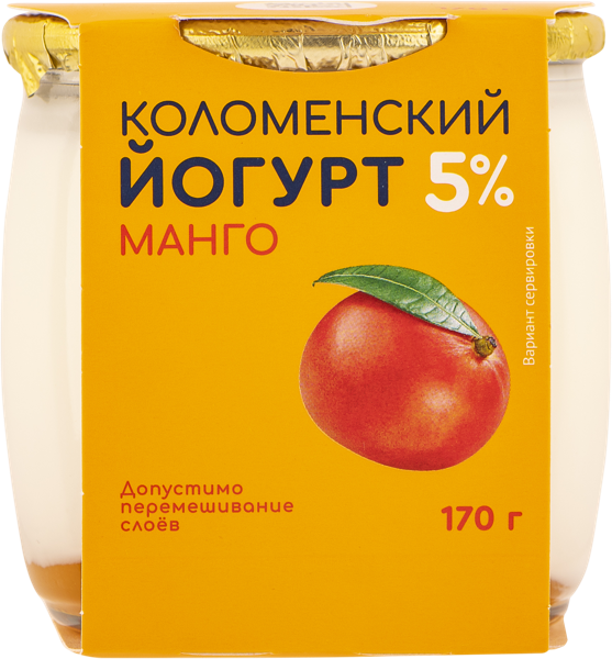 Йогурт 5% Коломенское манго Коломенское с/б, 170 г