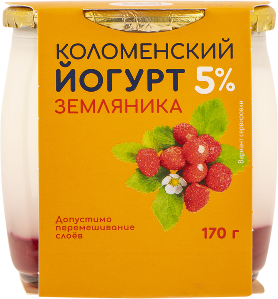 Йогурт 5% Коломенское земляника Коломенское с/б, 170 г