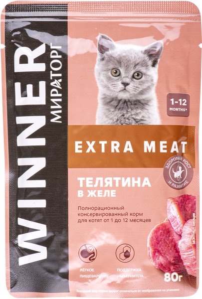 Корм Для котят Мираторг телятина в желе Мираторг м/у, 80 г