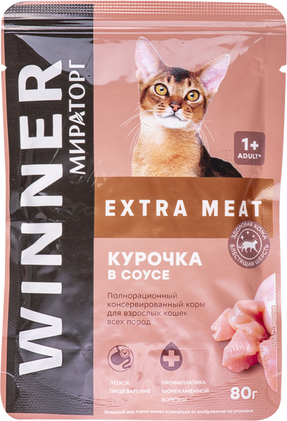 Корм для взрослых кошек Мираторг курица в соусе Мираторг м/у, 80 г