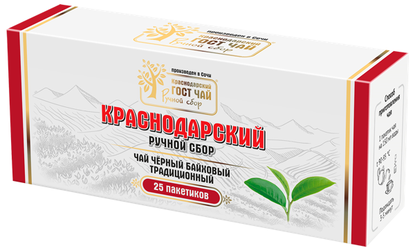 Чай черный в пакетиках Краснодарский ГОСТ традиционный ручной сбор Гост Чай кор, 25*2 г