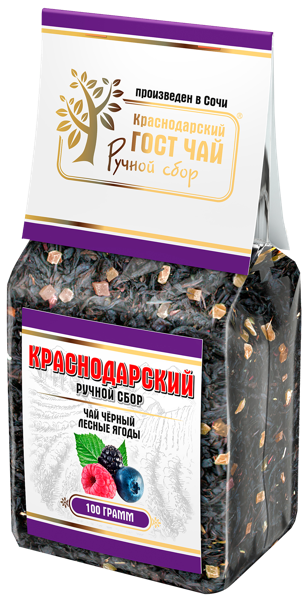 Чай черный Краснодарский ГОСТ лесные ягоды ручной сбор Гост Чай м/у, 100 г