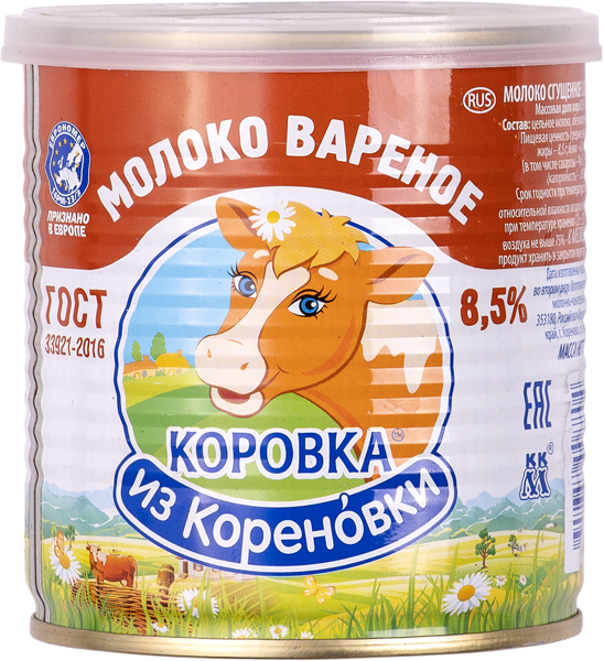 Молоко сгущенное 8,5% Коровка из Кореновки вареное Кореновский МКК ж/б, 360 г