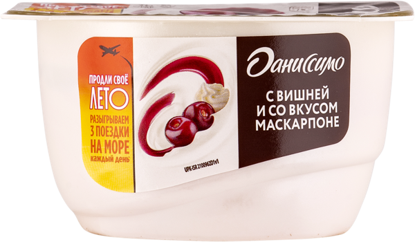 Творог 5,6% Даниссимо вишня маскарпоне Данон п/б, 130 г