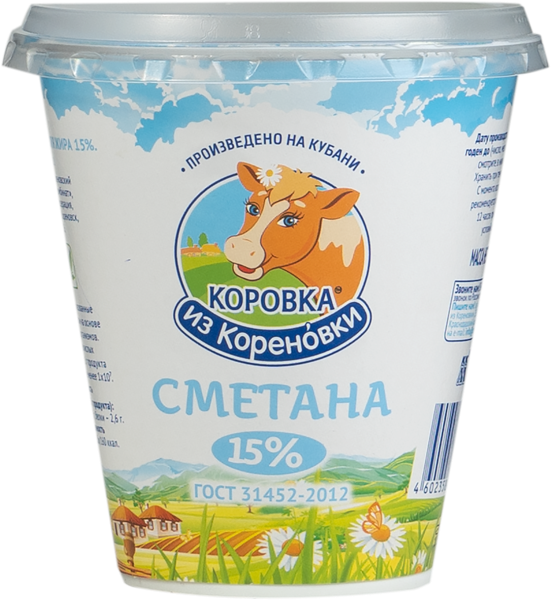Сметана 15% Коровка из Кореновки Кореновский МКК п/б, 300 г