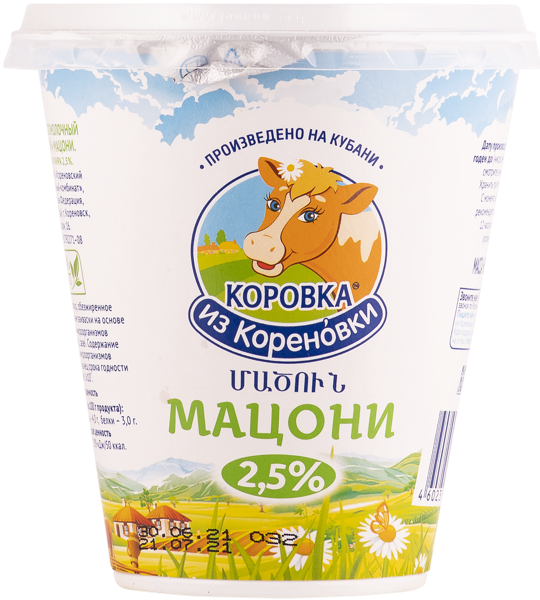 Мацони 2,5% Коровка из Кореновки Кореновский МКК п/б, 300 мл