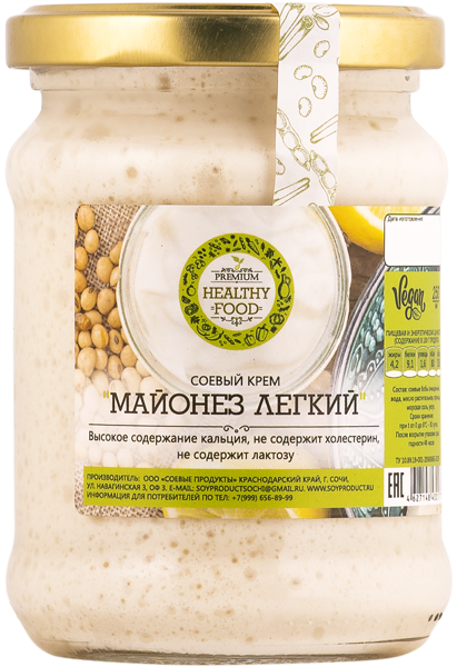 Крем соевый Премиум Хелси Фуд майонез легкий Соевые продукты с/б, 250 г