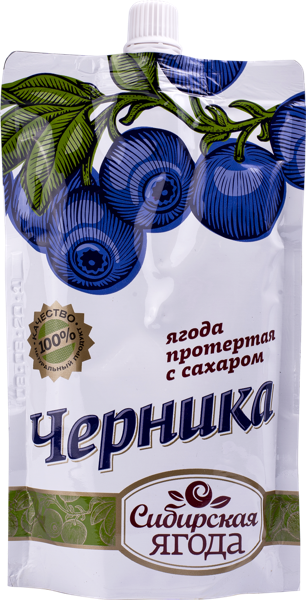 Черника протертая Сибирская ягода с сахаром ТПК САВА м/у, 280 г