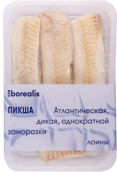 Рыба замороженная Бореалис пикша филе спинка без кож Норебо Ру м/у, 400 г