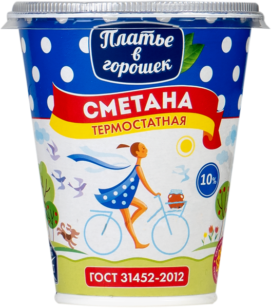 Сметана 10% термостатная Платье в горошек Новокубанский МК п/б, 330 г