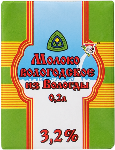 Молоко 3,2% Вологодское УОМЗ ВГМХА т/п, 200 мл