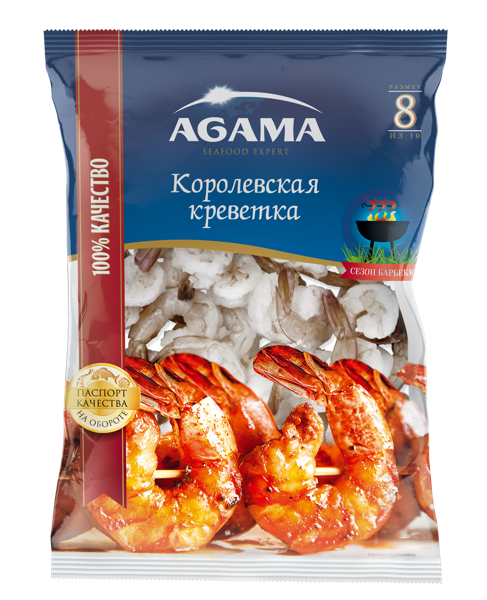 Морепродукты с/м для гриля Агама Креветки Королевские Агама м/у, 850 г