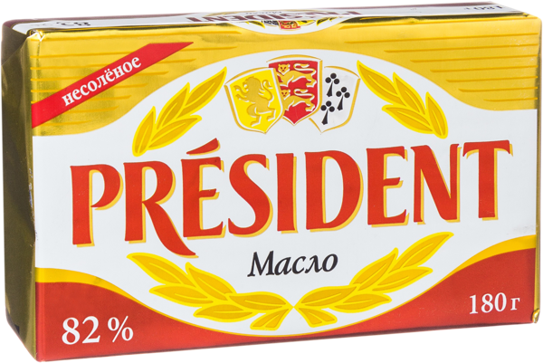 Масло 82% сливочное Президент Ляховичский МЗ м/у, 180 г