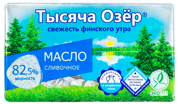 Масло 82,5% сливочное Тысяча озер Невские сыры м/у, 400 г