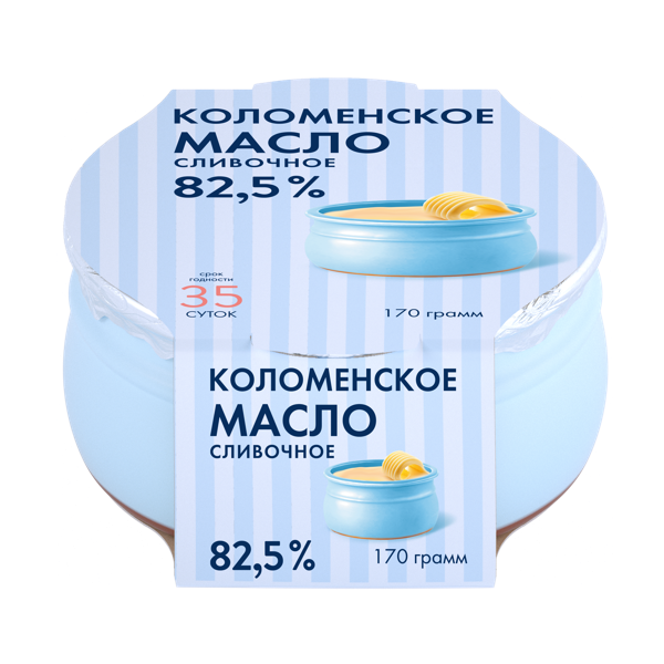 Масло 82,5% сливочное Коломенское традиционное несоленое Коломенское к/б, 170 г
