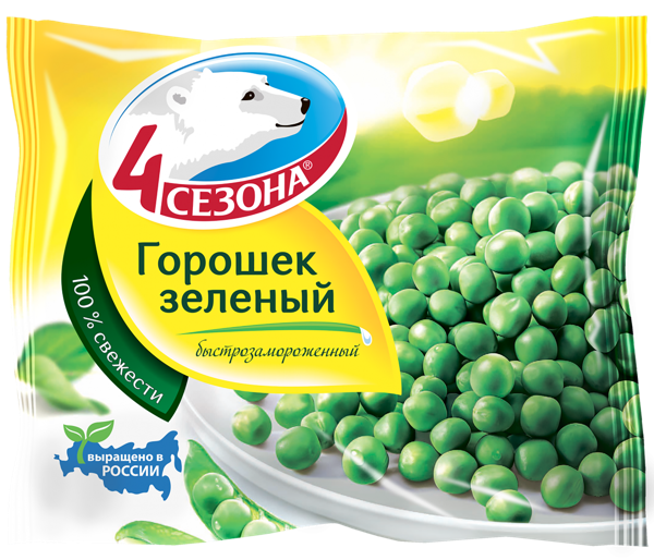 Овощи замороженные 4 Сезона горошек зеленый Хладком Западный м/у, 400 г