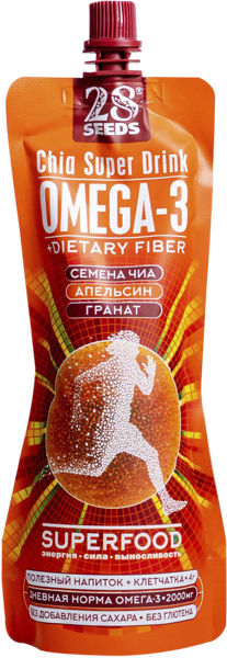 Напиток суперфуд с чиа 28 Сидс апельсин гранат Омега м/у, 250 г