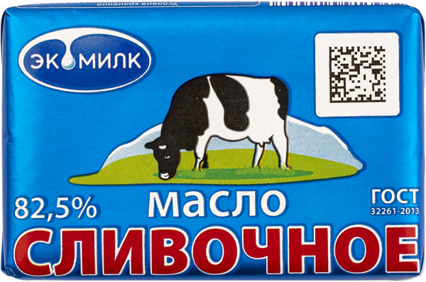Масло 82,5% сливочное Экомилк несоленое Экомилк м/у, 180 г