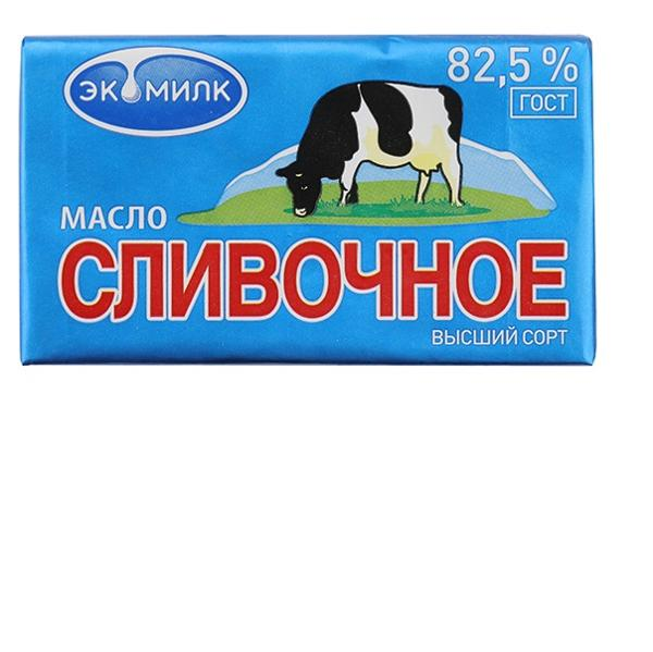 Масло 82,5% сливочное Экомилк несоленое Озерецкий МК м/у, 100 г