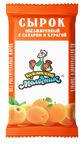Сырок творожный обезжиренный Кубанский Молочник курага Ленинградский СК м/у, 100 г